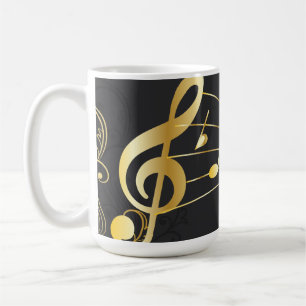 Musical Note Luxury Gold Grau Design Kaffeetasse