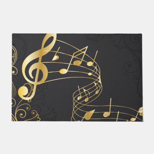 Musical Note Luxury Gray Gold Fußmatte (Vorderseite)