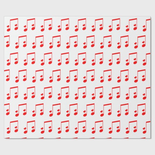 Musical Note Simple Red Hearts Geschenkpapier (Flach)