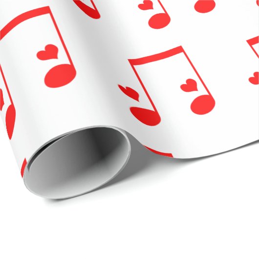 Musical Note Simple Red Hearts Geschenkpapier (Rolleneckpunkt)