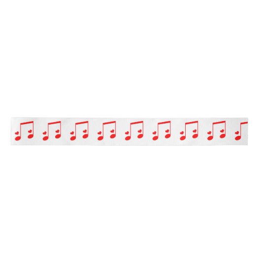 Musical Note Simple Red Hearts Satinband (Vorderseite)