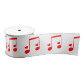 Musical Note Simple Red Hearts Satinband (Spule)