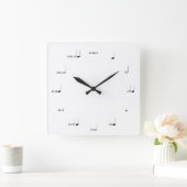 MUSICAL NOTE WALL CLOCK BLACK AND WHITE QUADRATISCHE WANDUHR (Zuhause)
