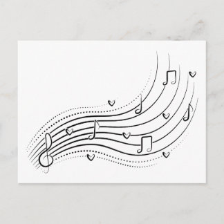 Musical note wave, black line clipart ankündigungspostkarte