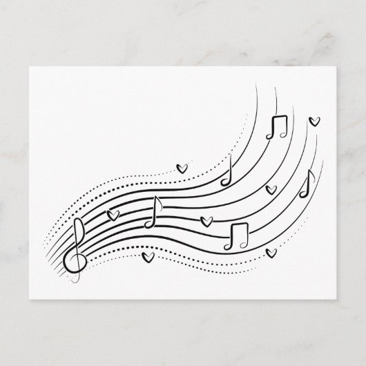 Musical note wave, black line clipart ankündigungspostkarte (Vorderseite)