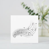 Musical note wave, black line clipart einladung (Stehend Vorderseite)