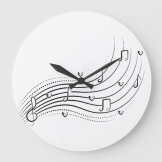 Musical note wave, black line clipart große wanduhr