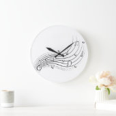 Musical note wave, black line clipart große wanduhr (Zuhause)