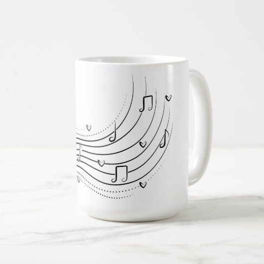 Musical note wave, black line clipart kaffeetasse (VorderseiteRechts)