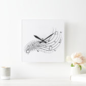 Musical note wave, black line clipart quadratische wanduhr (Zuhause)