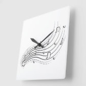 Musical note wave, black line clipart quadratische wanduhr (Winkel)