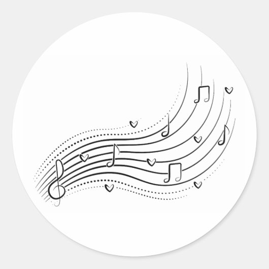 Musical note wave, black line clipart runder aufkleber (Vorderseite)