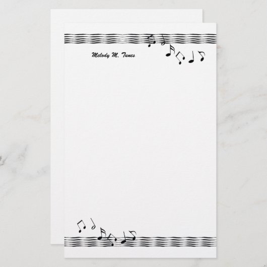 Musical Note Waves Briefpapier (Vorne/Hinten)