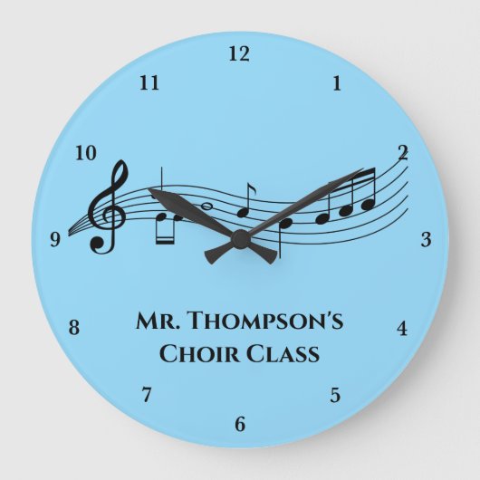 Musical Notes Band Teacher Custom Music Class Große Wanduhr (Vorderseite)
