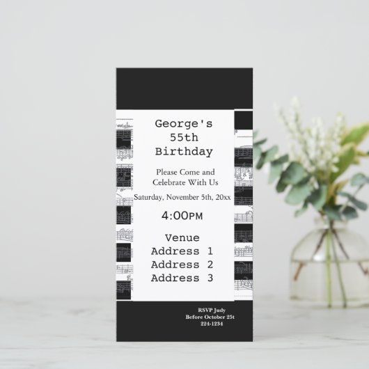 Musical Notes Birthday (Stehend Vorderseite)