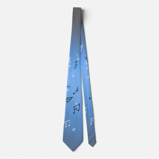 Musical Notes Blue Moon Neck Tie Krawatte (Vorderseite)