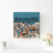 Musical Notes Christmas Carolers Quadratische Wanduhr (Zuhause)