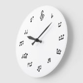 Musical Notes Clock on White background Große Wanduhr (Winkel)