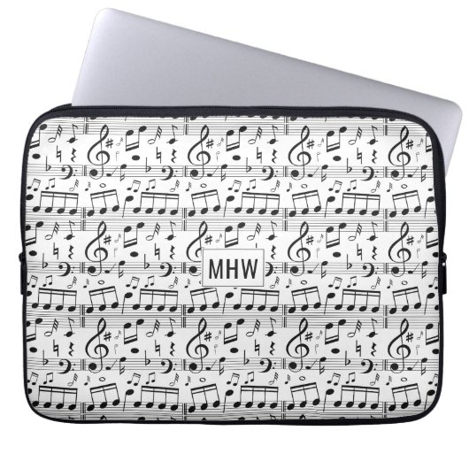 Musical Notes custom monogram laptop sleves Laptopschutzhülle (Vorderseite)