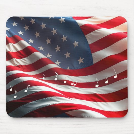 Musical Notes Floating On an American Flag Mousepad (Vorne)