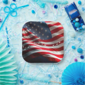 Musical Notes Floating On an American Flag Pappteller (Party)