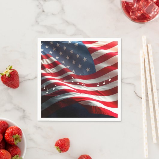 Musical Notes Floating On an American Flag Serviette (Beispiel)