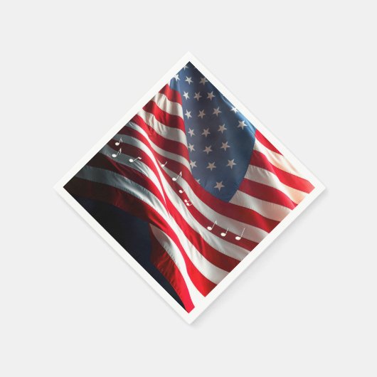 Musical Notes Floating On an American Flag Serviette (Ecke)