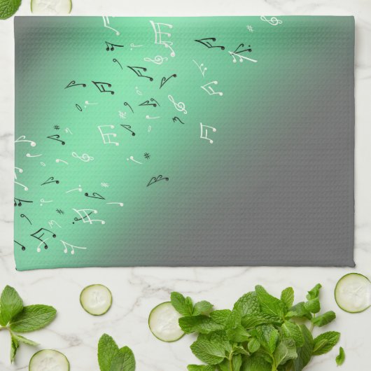 Musical Notes Green Light Tee Handtuch (Gefaltet)