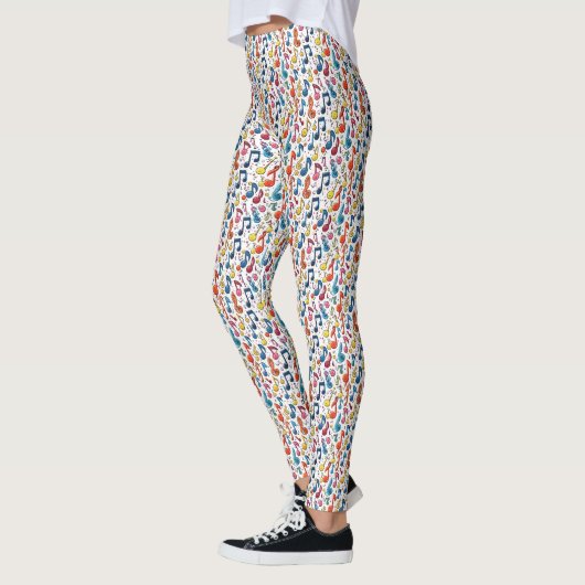 Musical Notes Kawaii Art Design Leggings (Links)