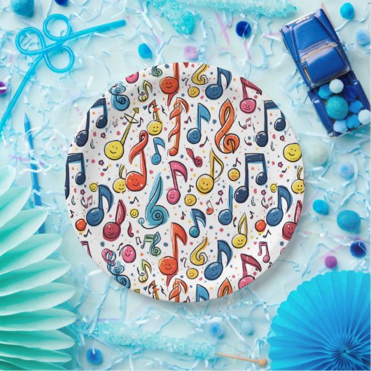 Musical Notes Kawaii Art Design Pappteller (Party)