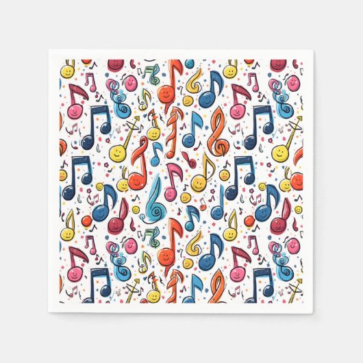 Musical Notes Kawaii Art Design Serviette (Vorderseite)