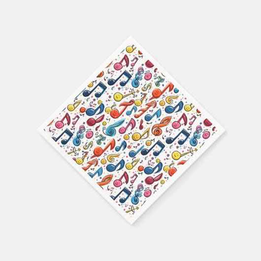 Musical Notes Kawaii Art Design Serviette (Ecke)