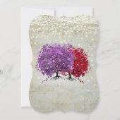Musical Notes Lila Red Heart Leaf Tree Wedding Einladung (Rückseite)