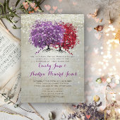 Musical Notes Lila Red Heart Leaf Tree Wedding Einladung