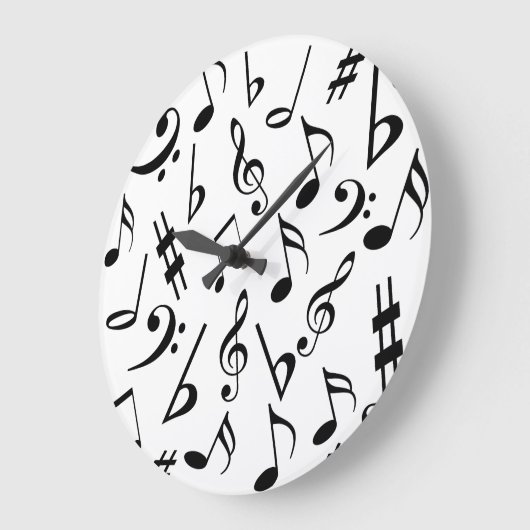 Musical Notes Music Clock: Schwarz und Weiß Große Wanduhr (Winkel)