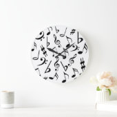 Musical Notes Music Clock: Schwarz und Weiß Große Wanduhr (Zuhause)