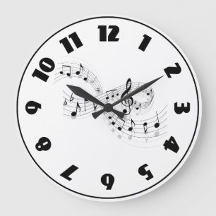 Musical Notes On A Staff Line Clock Große Wanduhr