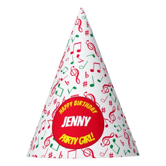 Musical Notes Party Hat Partyhütchen (Vorderseite)