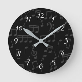 Musical Notes Pattern Illustration Runde Wanduhr