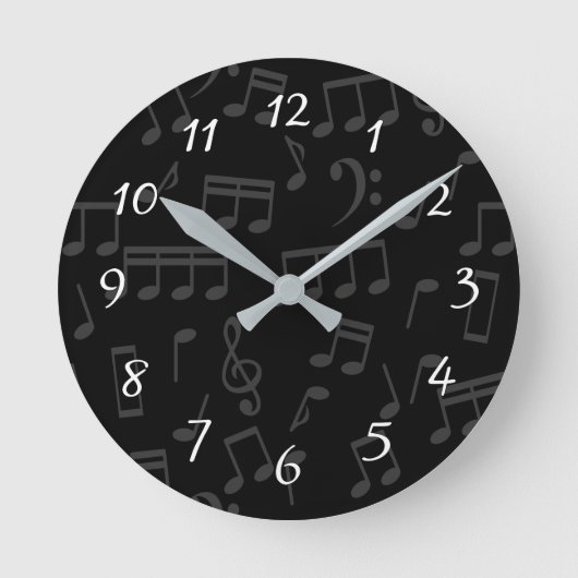 Musical Notes Pattern Illustration Runde Wanduhr (Vorderseite)