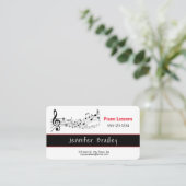 Musical Notes, Piano Teacher Business Cards Visitenkarte (Stehend Vorderseite)