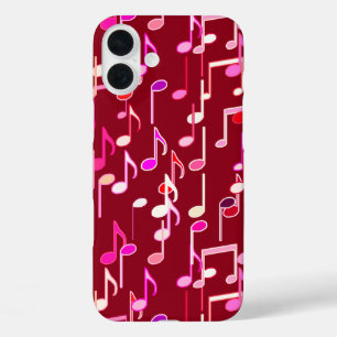 Musical Notes print - burgundy, multi iPhone 16 Plus Hülle