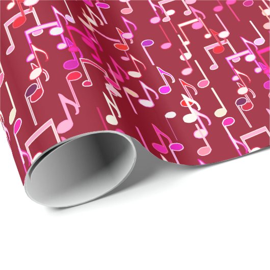 Musical Notes print - burgundy, multi Geschenkpapier (Rolleneckpunkt)