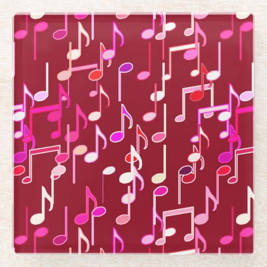 Musical Notes print - burgundy, multi Glasuntersetzer (Vorderseite)