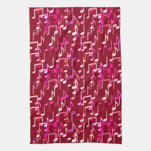 Musical Notes print - burgundy, multi Handtuch (Vertikal)