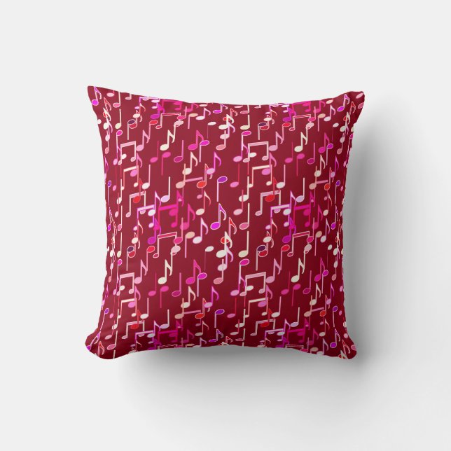 Musical Notes print - burgundy, multi Kissen (Vorderseite)