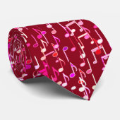 Musical Notes print - burgundy, multi Krawatte (Gerollt)