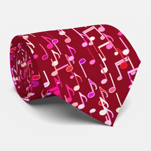Musical Notes print - burgundy, multi Krawatte (Gerollt)