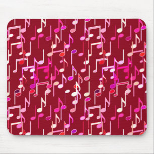 Musical Notes print - burgundy, multi Mousepad
