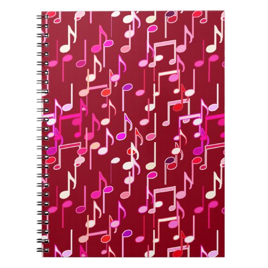 Musical Notes print - burgundy, multi Notizblock (Vorderseite)